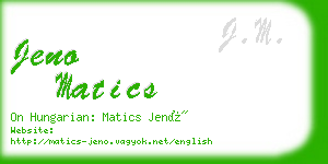 jeno matics business card